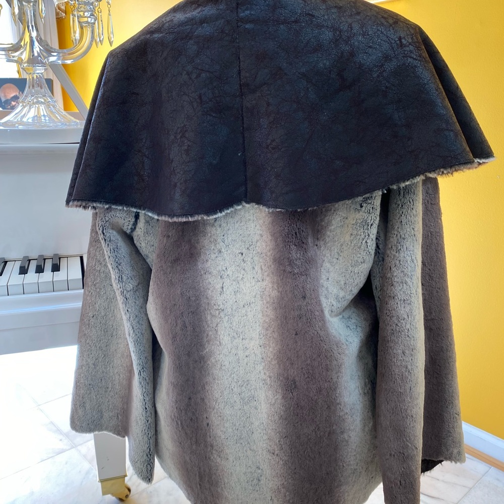 Faux Chinchilla Fur Leather Jacket Reversible - image 5